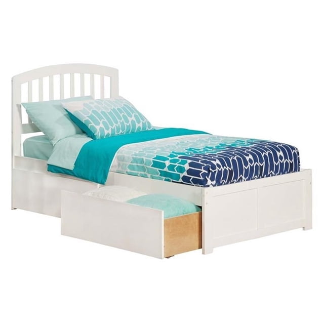Leo & Lacey Lit Plateforme en Bois Richmond Simple TG avec Tiroirs de Rangement, Blanc