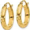 thumbnail image 3 of 14K Yellow Gold Diamond-Cut Polished Hoop Earring (13 X 3) Made In Indonesia tc711, 3 of 6