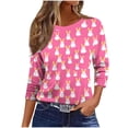 thumbnail image 7 of Kctiaxy 3/4 Length Sleeve Womens tops Happy Easter Graphic Crew Neck T-Shirt Fashion Casual Loose Fitting Top Festival Pullover Tees, 7 of 7