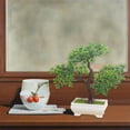 thumbnail image 4 of Arreglo de ramo de flores artificiales | Planta en maceta de plástico realista, decoración floral realista para mesa de sala de estar, acento de jarrón interior, 15x15x21 cm, rosa naranja verde |, 4 of 6