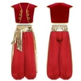 thumbnail image 2 of renvena Boys Prince Outfits Medieval Partywear Open Front Vest Waistcoat with Harem Pants Red 14, 2 of 7