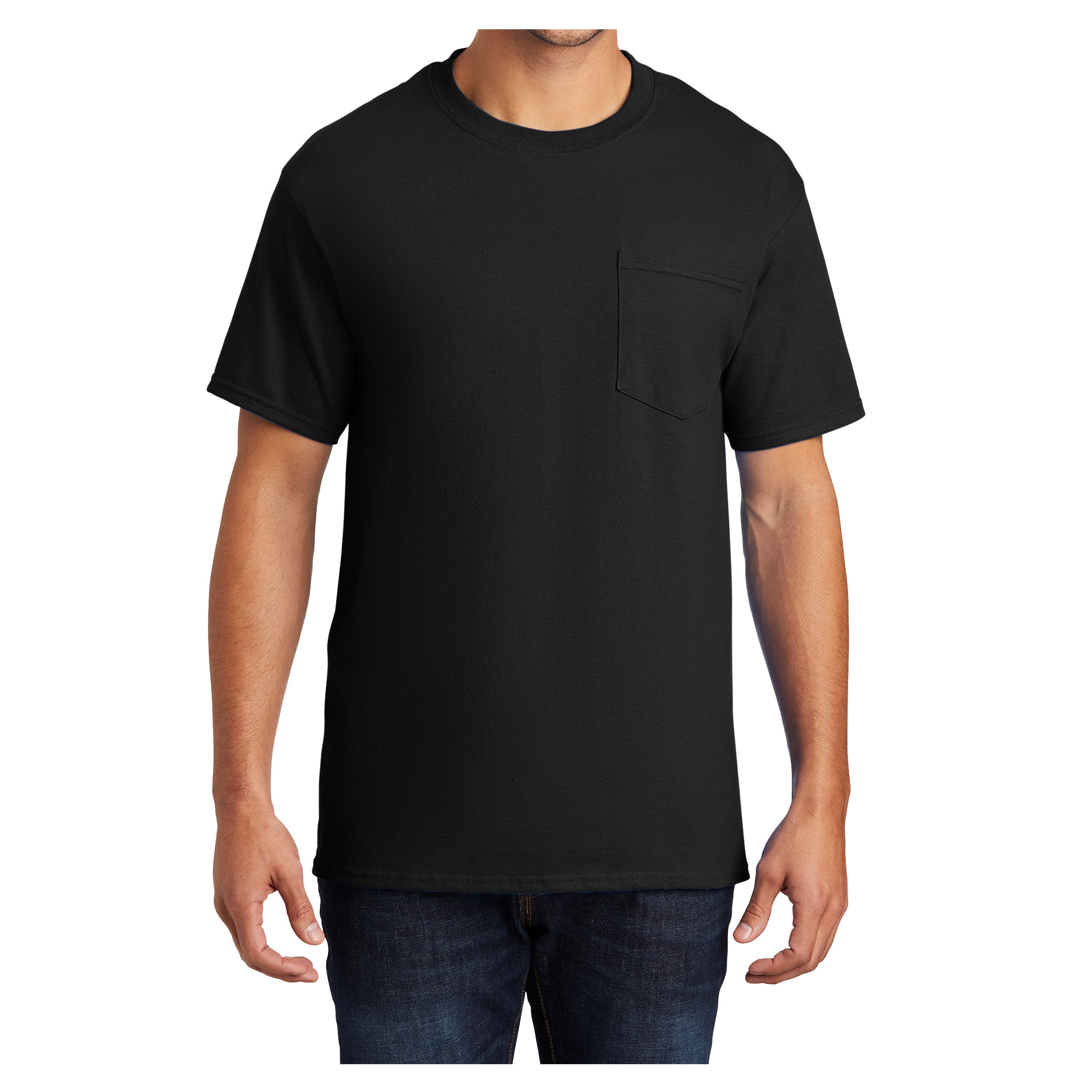 Mens Essential Cotton T Shirt with Pocket Jet Black M
