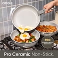 thumbnail image 5 of CAROTE 25 Pcs Ceramic Nonstick Cookware Sets, Pots and Pans Set with Detachable Handles, Oven Safe, Induction Cookware, Stackable Kitchen Cooking Set, Gray, 5 of 6