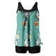 thumbnail image 1 of Traje de Baño de Mujer con Pantalones Cortos Torso Largo Cintura Alta Dos Piezas, Traje de Baño Impreso Conservador para el Verano de la Playa, 1 of 4