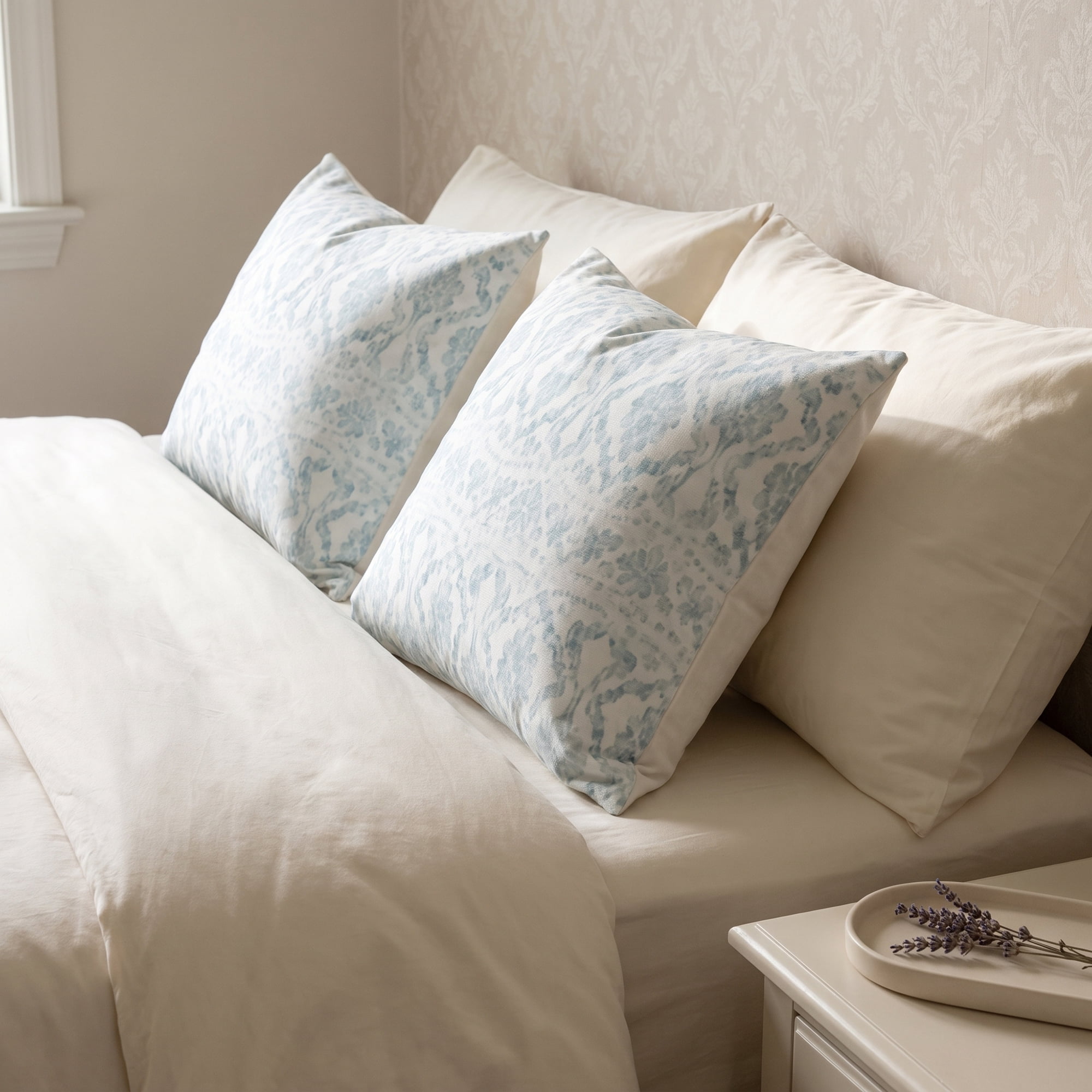 Unique Bargains Set of 2 Modern Botanical Floral Printed Throw Pillow Covers Light Blue 18"x18"