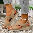 thumbnail image 4 of LOVZFMLL Women's Sandals 2025 Print Comfort Walking Hiking Wedges Sandals with Arch Support Open Toe Ankle Strap Casual Summer Sandals Khaki 9.5, 4 of 7