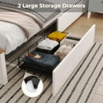 thumbnail image 3 of King Size Bed Frame with LED Lights and Charging Station, Farmhouse Storage Bed Frame with Headboard and Drawers, No Box Spring Needed, White, 3 of 8