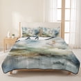 thumbnail image 3 of Full Quilt Set 78''x90'', Blue White Ombre Lightweight Bedspread Coverlet Set with 2 Pillow Shams, Watercolor Cloud Geometric Abstract Art Breathable All Season Quilt Bedding for Bedroom/Guest Room, 3 of 9