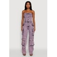 thumbnail image 2 of Womens Daisy Mineral Wash Denim Jumpsuit with Cargo Pockets, 2 of 4