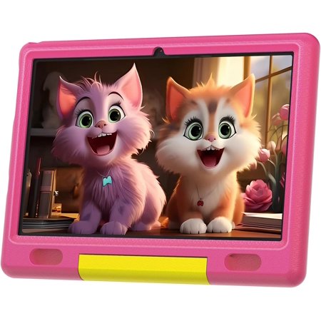 Kids Tablet, Android 13 Tablet, 6 GB RAM + 64GB ROM, 10 inch Tablet for Kids, Quad Core Processor, 5000mAh, HD IPS Display, Parental Control, WiFi, Bluetooth, Kid-Proof Case (Pink)