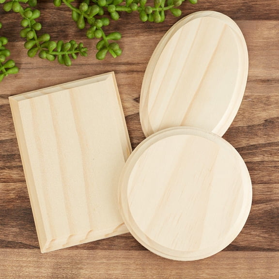 Factory Direct Craft Beveled Unfinished Wood Plaques DIY Craft Set of 12