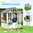 thumbnail image 5 of Outsunny Kids Wooden Playhouse, Outdoor Garden Games Cottage with Flowers Pot Holder, Working Door, Windows, 47" x 38" x 54", White, 5 of 9
