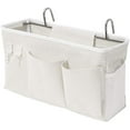 thumbnail image 1 of Bolsa de cama organizadora con gancho de alambre bolsa colgante bolsa de almacenamiento de cama alta para libros, revistas, teléfonos móviles, almacenamiento de auriculares en la cama (blanco) Adepaton LKX-1433, 1 of 9