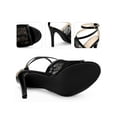thumbnail image 5 of BLISSFUL STEP Open Toe Lace Ankle Strap Stiletto Heel Sandals for Women Black 7.5, 5 of 8