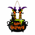 thumbnail image 2 of Clearance Halloween Witch Legs Cauldron Wooden Sign, Hanging Door Wall Decor with Rope, Spooky Window Porch Decoration for Family Party Home, 2 of 5