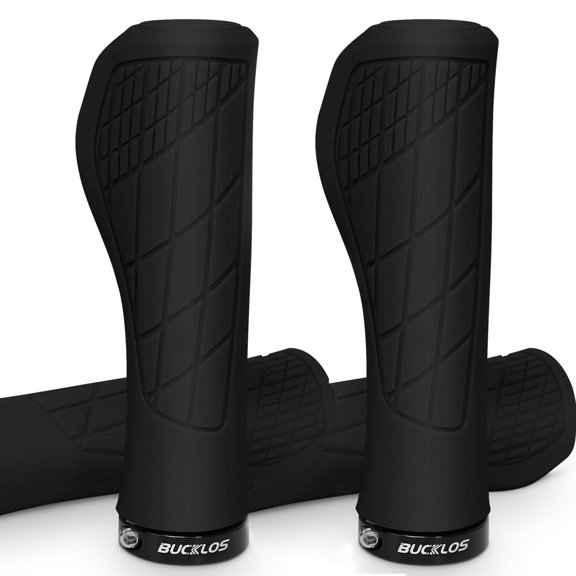 BUCKLOS 2Pairs Single Lock-on Bike Handlebar Grips - Mountain Bike MTB Ergonomic Anti-Slip Handle Grip - Bicycle Comfort Locking Handle Bar for BMX/Cruiser Bike/Scooter (7/8" Black)