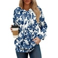thumbnail image 2 of Hoodies For Women Oversized Winter Cute Sweatshirts Pullover Trendy Fall Clothes, Retro Print Lightweight Design without Pockets for Fall Winter Fashion and Comfort,Blue,L, 2 of 8