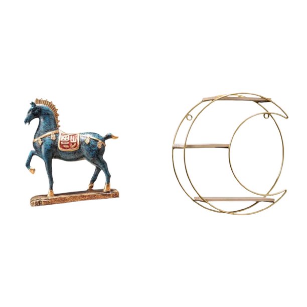 Figura de caballo,Figura de caballo Escultura animal coleccionable,Adorno de centro de mesa con estatua de caballo de resina,Estante de almacenamiento de pared,Estantería colgante de pared de