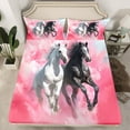 thumbnail image 3 of Feelyou 3D Couple Horse Twin Sheet Sets for Kids, Kawaii Rustic Animal Twin Fitted Sheet, Pink Watercolor Flat Sheet, Luxury Bedroom Decor, 3-Piece, 3 of 8