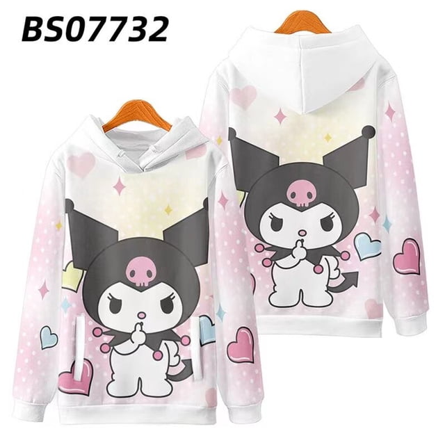 Sanrio Kuromi-Sudadera con capucha para niña, Tops finos de estilo Harajuku, ropa informal coreana, Otoño, 2023
