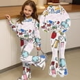 thumbnail image 4 of Grblisyd Back to School Outfits for Girls 2PCS Crew Neck Long Sleeve Top & Flare Pants withCute Stationery Print Casual Girl Clothes, 4 of 7