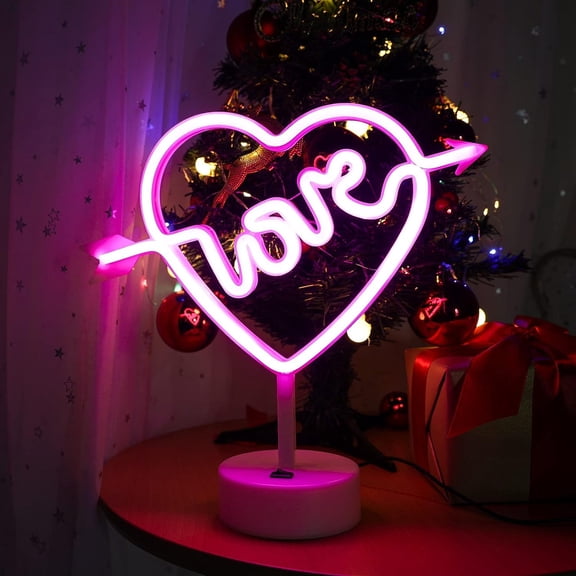 LINLIN Neon Sign Love Neon Light LED Neon Signs With Base USB&Battery Operated Neon Light Sign Neon Sign Neon Night Light for Bedroom Light Up for Christmas Party Wedding