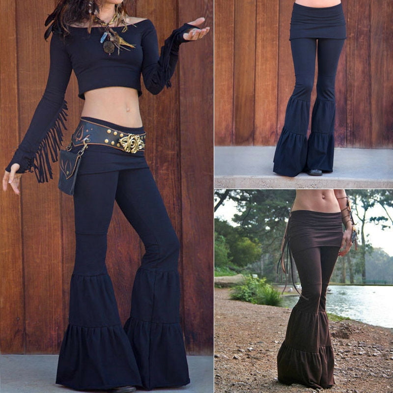 boho stretchy bell bottom pants