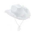 thumbnail image 2 of Wanfds Toddler Kids Baby Girls Boys Cowboy Hat Western Wide Brim Cowgirl Hat Party Dress Up Costume Accessories(White), 2 of 3