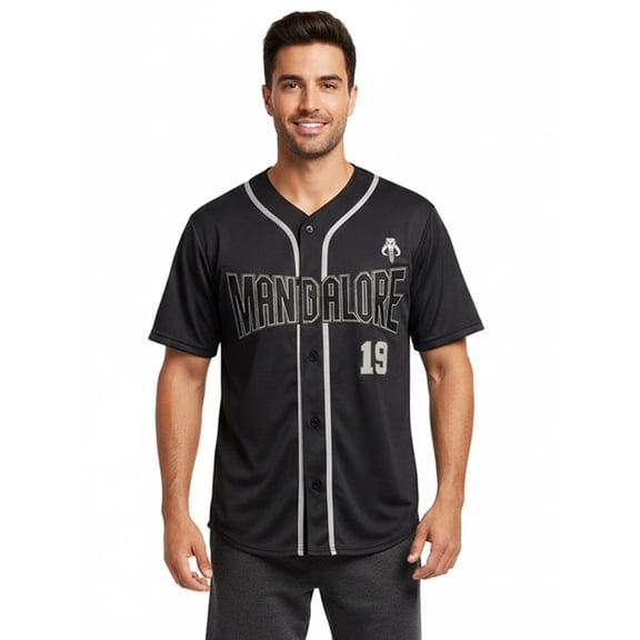 Star Wars, Men's & Big Men's Button-Up Graphic Jersey, Mandalorian, Sizes SM-3XL
