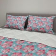 thumbnail image 2 of Blue and Pink Comforter & Sham Bedding Set, Abstract Petals and Leaves, 3 pcs Duvet Set Microfiber Filling Quilt, 5 Sizes, Sea Blue Pink, by Ambesonne, 2 of 4