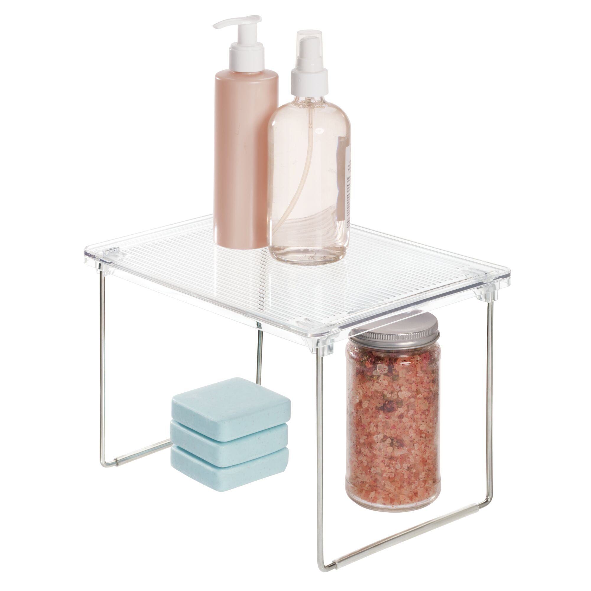 Mainstays Chloe Short Stacking Shelf, Clear/Chrome