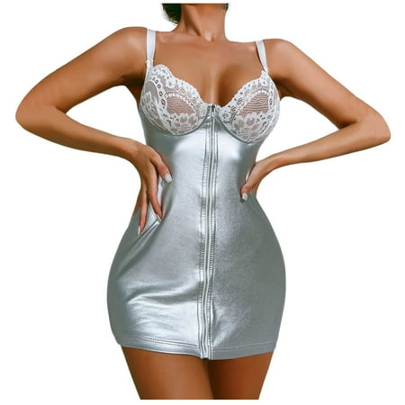 BYHONG Women Lingerie Sexy Black Lace Up Leather Backless Teddy Sexy Lady Bodysuit Latex Underwear Underwear Women White M