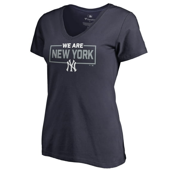 Women's Navy New York Yankees We Are Icon V-Neck T-Shirt