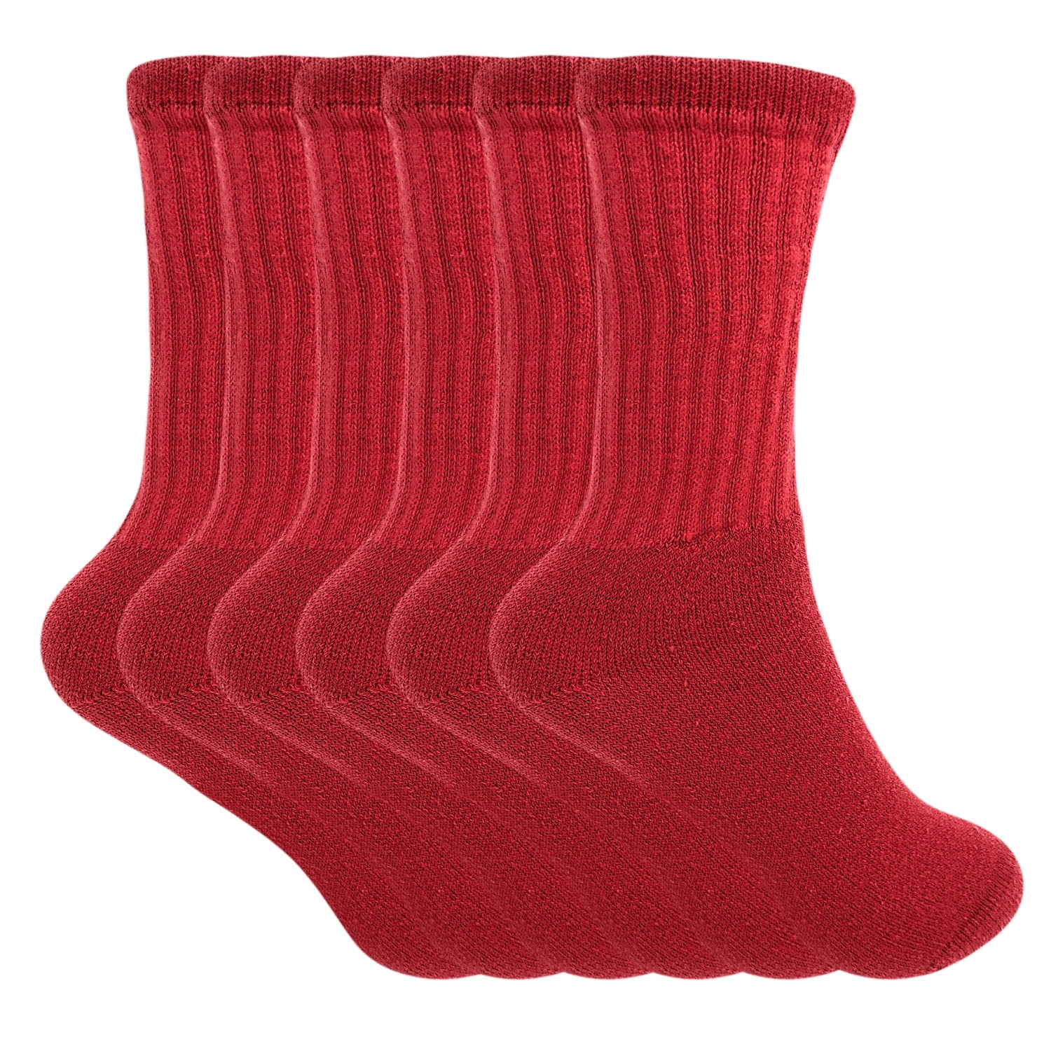 Cotton Crew Socks for Red 6 PAIRS Size 911