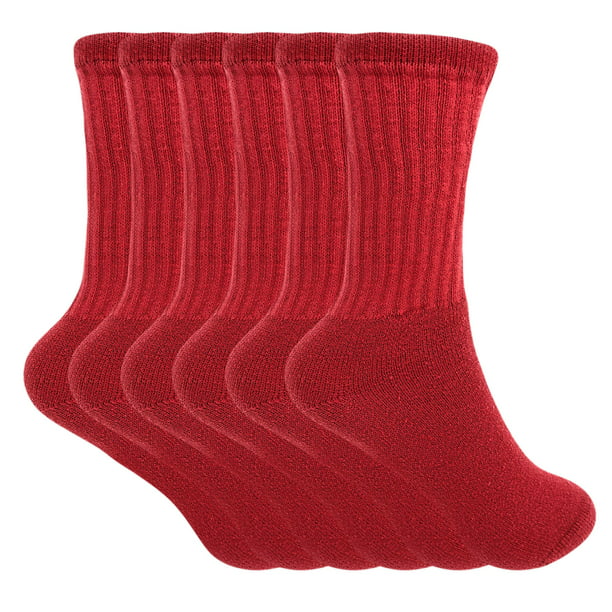 AWS/American Made - Cotton Crew Socks for Women Red Made in USA 6 PAIRS ...