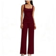 thumbnail image 2 of Idoravan Women’s Fashion Solid Color With Suspenders Top With Wide Leg Pants Two Piece Sets, 2 of 6