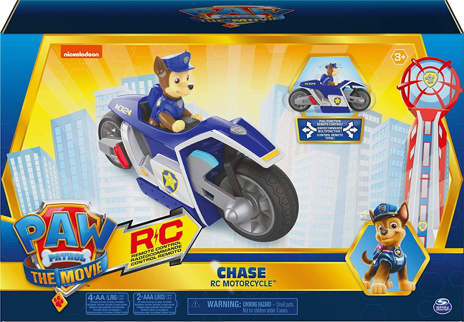 Paw Patrol, Moto RC de Chase de la Película, Coche de Control Remoto para  Niños a partir de años