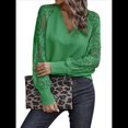 thumbnail image 2 of Camisas de Larga para Mujer, Blusas de Encaje con Cuello en V, Blusas Informales de Negocios, Conjuntos de Moda de Otoño, Ropa Verde L, 2 of 7