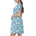 thumbnail image 2 of Vsdgher Texture d'Écailles de Poisson Bleues pour Femmes Été 2025 Robes Midi Maxi Décontractées Légères à Manches Courtes à Col Rond Robe de Plage, 2 of 6