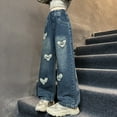 thumbnail image 2 of Qingpeng Girls Cotton Jeans Elastic Wasit Wide Leg Baggy Denim Pants Kids Clothes 8-16 Years, 2 of 7