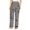 thumbnail image 3 of Goofa Ladybugs on Black and White Striped Printed Soft Pajama Pants for Women, Wide Leg Comfy Casual Lounge Yoga Pants-Large, 3 of 9