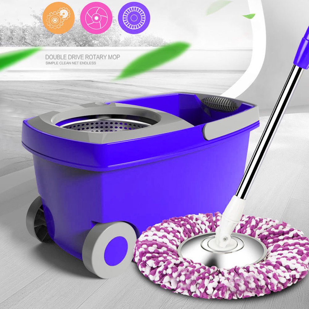New Upgraded Stainless Steel Microfiber 360 Rotating Mop And Bucket
