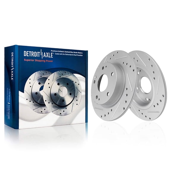 Detroit Axle - Rear Brake Rotors for 2016-2024 Honda Civic 2019-2022 Insight, Drilled and Slotted Disc Brake Rotors Replacement: 10.24" inch Rear Rotor
