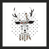 MARMONT HILL - 'Tribal Deer' by Diana Alcala Framed Painting Print - Multi-Color 32 x 32