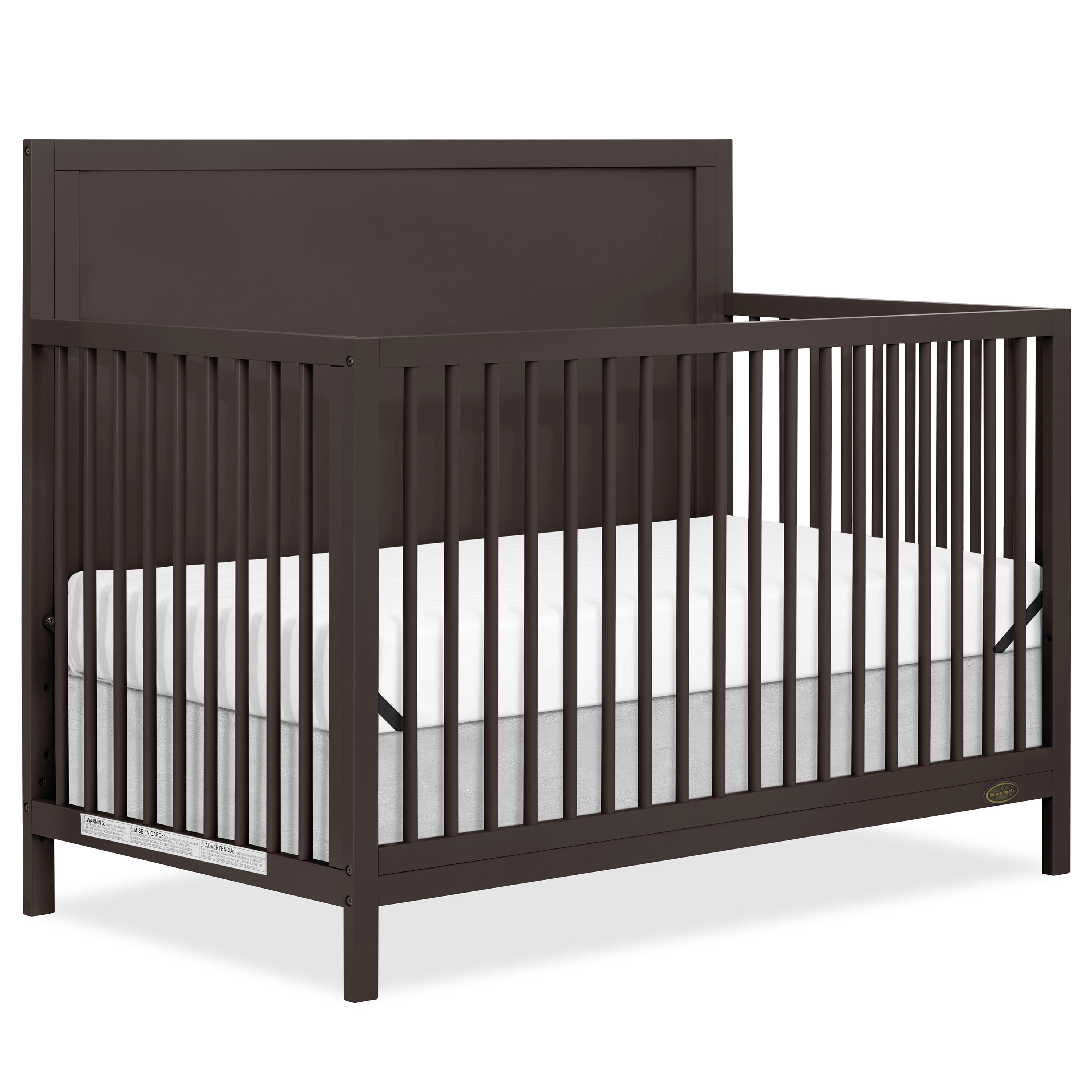 Dream On Me Dillian 5-in-1 Convertible Crib, JPMA & Greenguard Gold Certified, Crafted with New Zealand Pinewood, Chocolate Chip