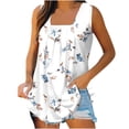 thumbnail image 2 of ICHUANYI Clearance Women's Fashion Prinded Square Neck Comfortable Loose T-shirt Sleeveless Blouse Casual Tops(White, L) ICHUANYI WER2023081504693, 2 of 5