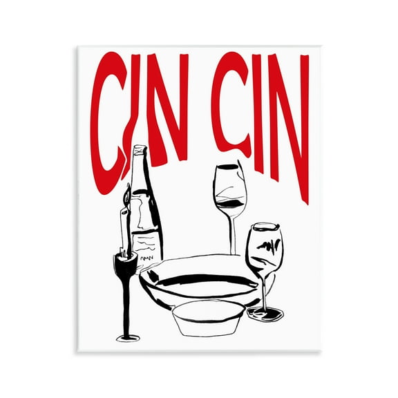 Stupell Industries Cin Cin Wine Glasses Food & Beverage Painting Unframed Art Print Wall Art, 11 x 14