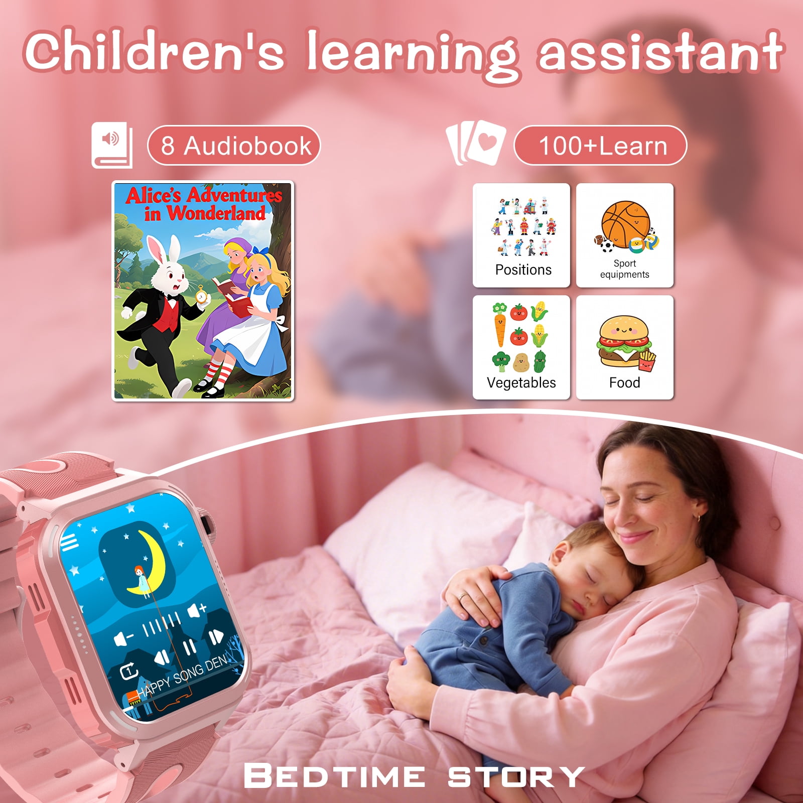 Coucur Kids Smart Watch with Classroom Mode, 1.83 HD Touch Screen Smartwatch for Kids, Learn Cards, Camera, Music Player, 14 Puzzle Games, 100 Sports Modes, IP68 Waterproof, Best Gift for Kid