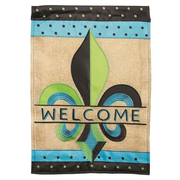 Magnolia Gardens M001337 29 x 42 in. Double Applique Two Colored FLD Burlap Garden Flag - Large
