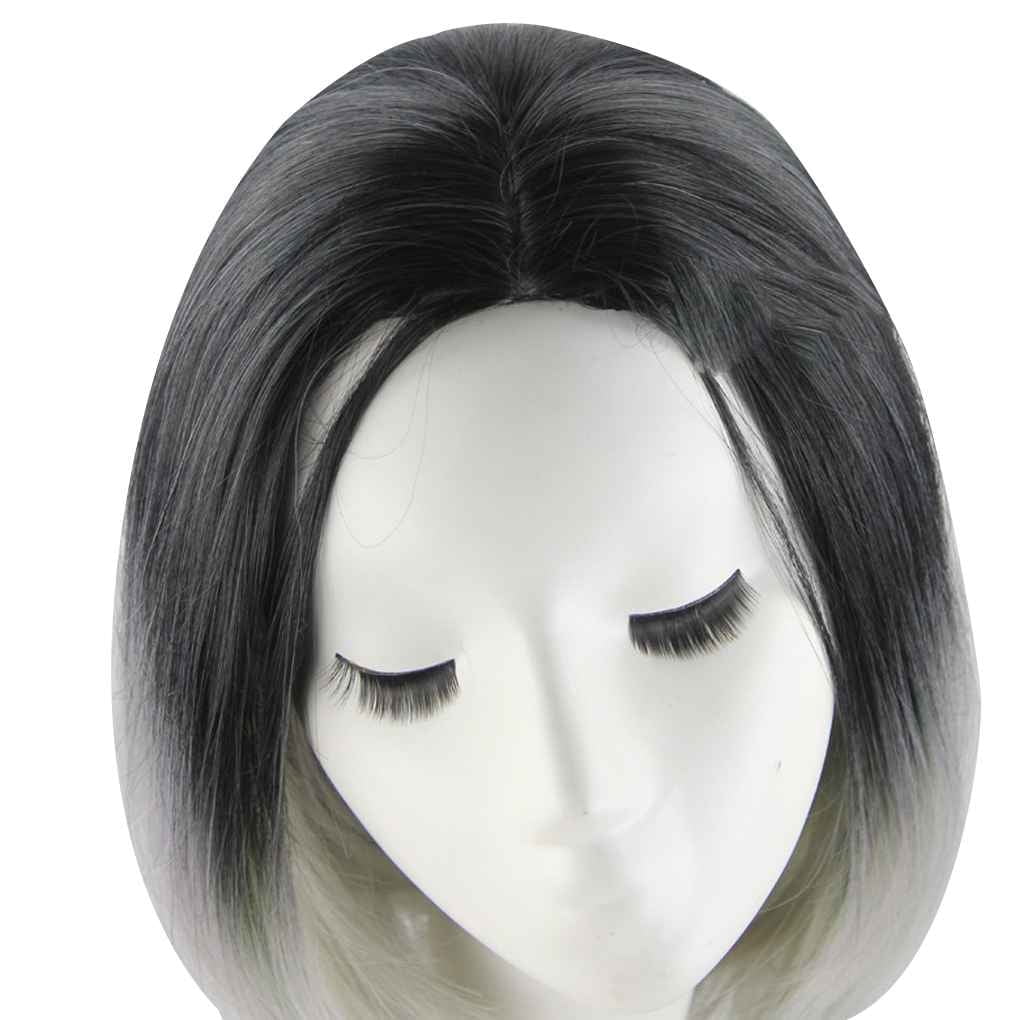 Grey wig bob Short bob black wig Halloween 2019 Women Short Bobo Wig Black Gray Ombre Wigs Straight  main image 3